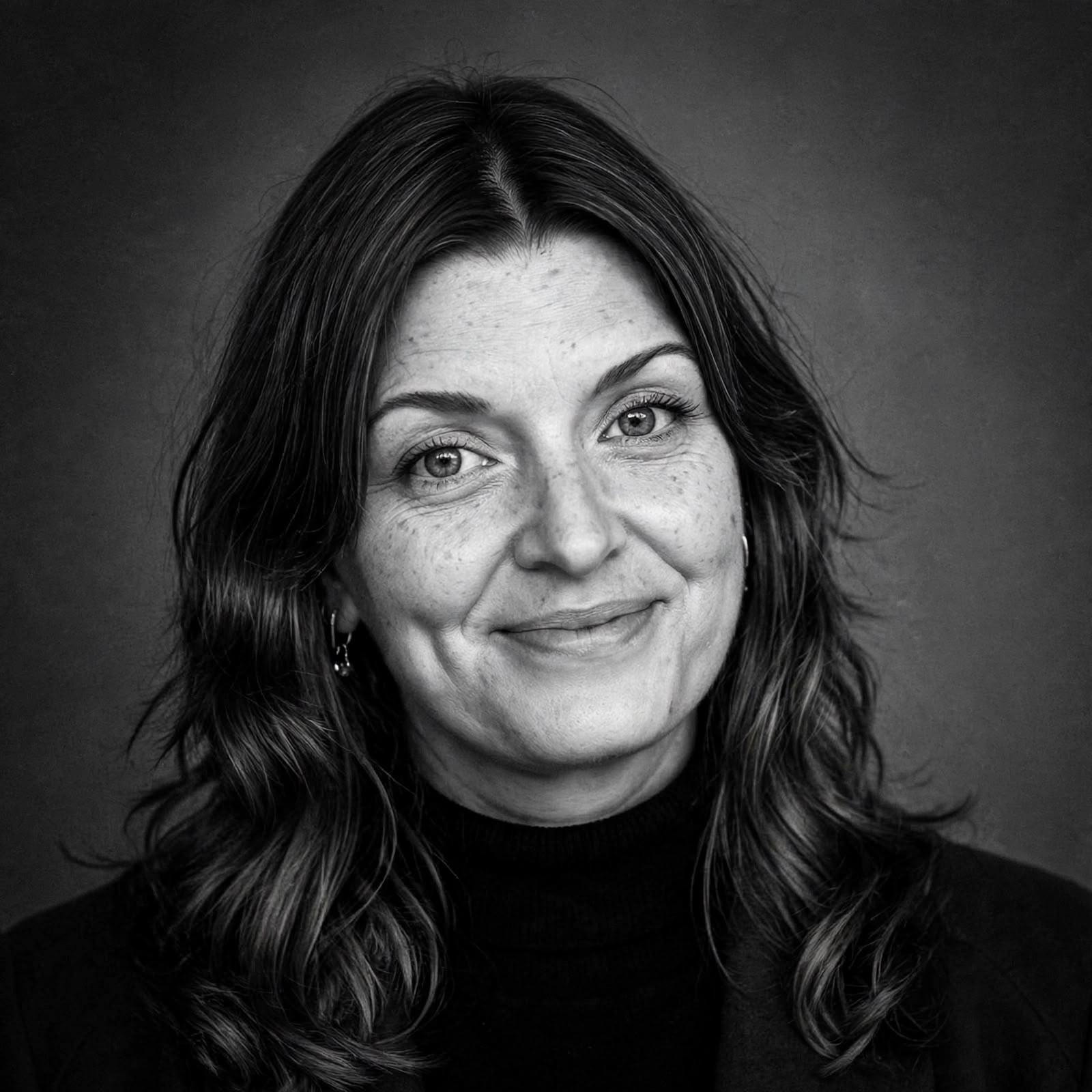 Retrato de Mimi en blanco y negro